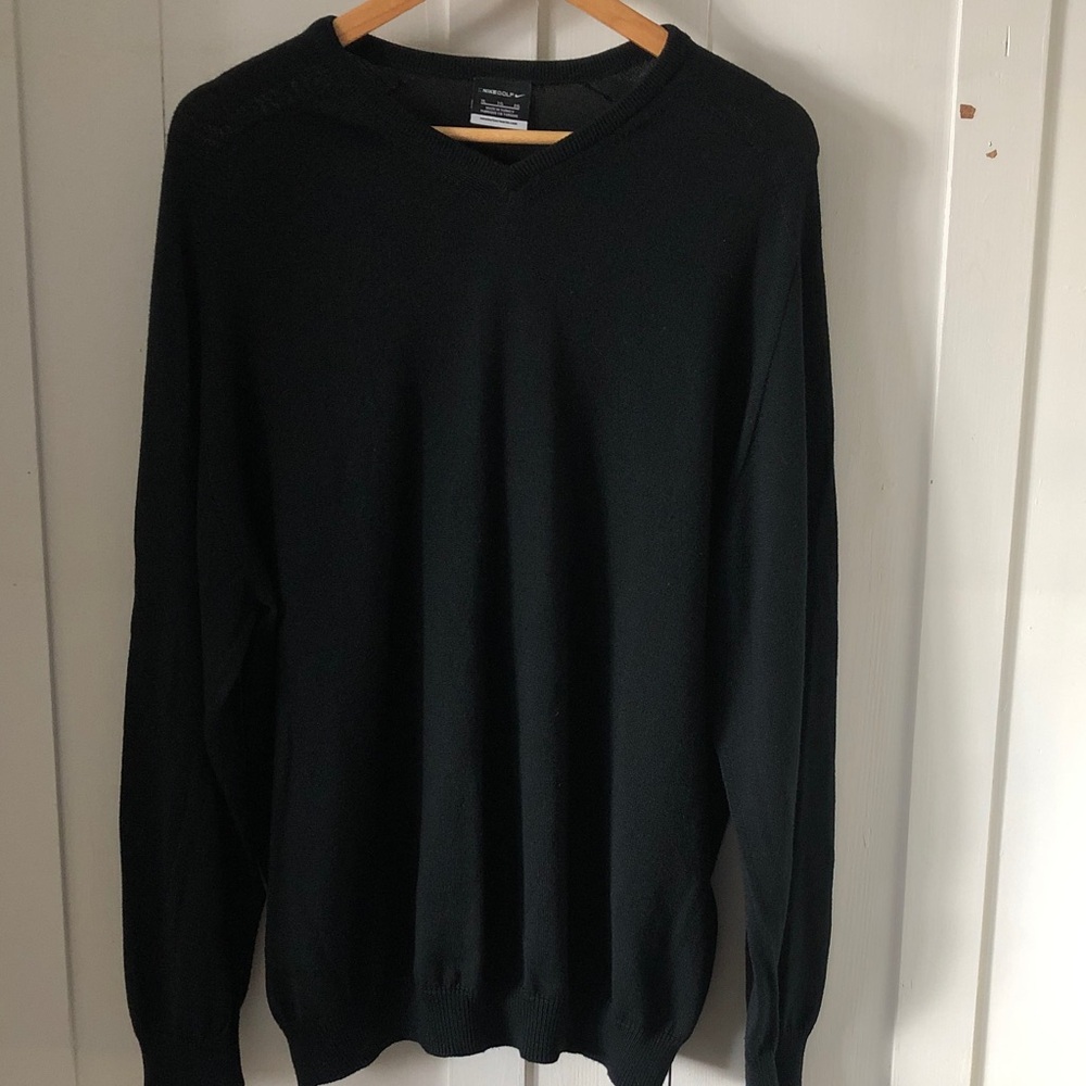 Nike Men's V-Neck Black Sweater Preppy YTK long sleeve perfect shape no fading
